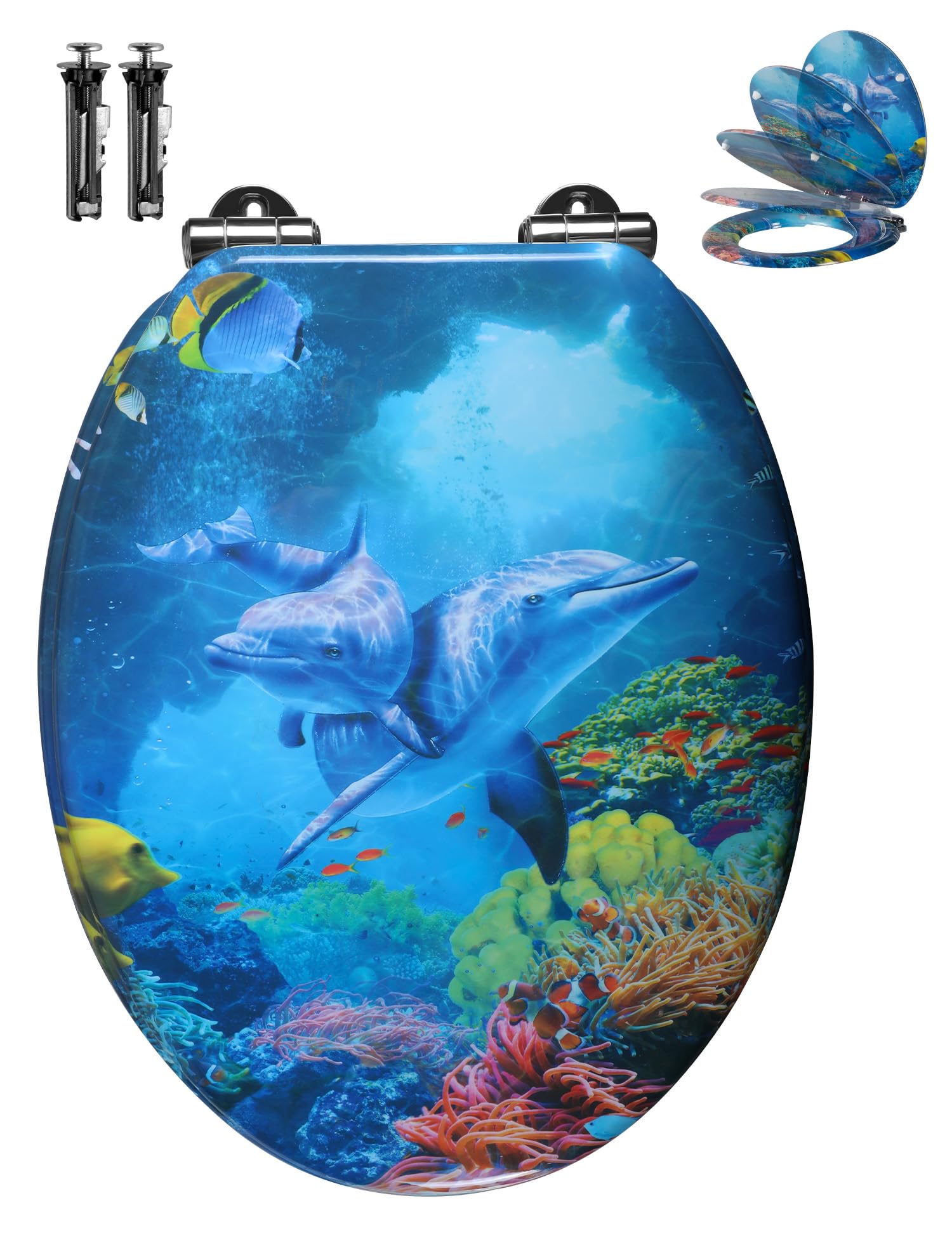 Abattant de toilette en bois O Angel Shield 45x37cm charnières métal