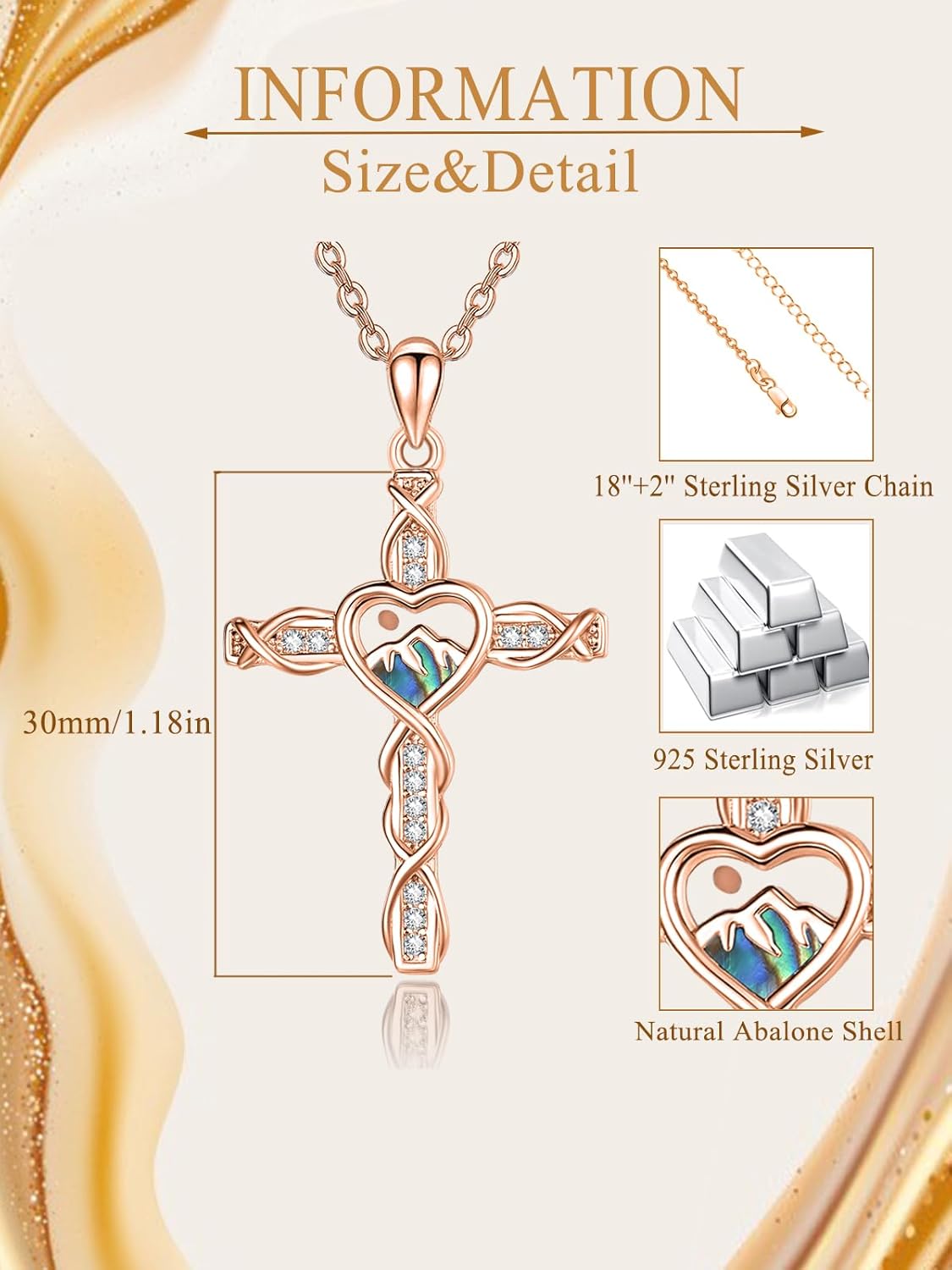 Mustard Seed Heart Cross Necklaces for Women 925 Sterling Silver Faith Pendant Necklace Mountain Jewelry Inspirational Christian First Communion Confirmation Gifts for Wife Daughter Her - Image 6