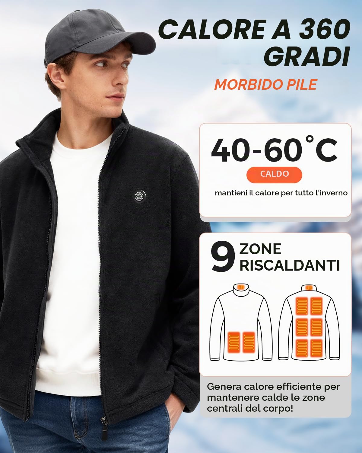 Giacca Riscaldata Uomo Donna,Gilet Riscaldato con Batteria,3 Livelli di Calore e 10 Zone di Riscaldamento Giubbotto Riscaldato Invernale Per Escursionismo, Lavoro, Sci, Pesca, Moto