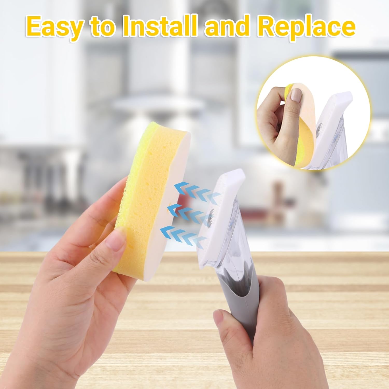 10-Pack Dish Wand Sponge Refills Compatible with Scrub Daddy Dish Daddy, Non-Scratch Replacement Heads for Kitchen Cleaning, Yellow Sponges, Sponge Heads Only - Image 2