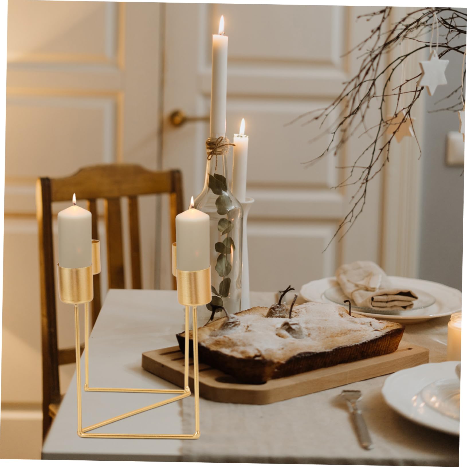 Christmas Candle Holder Iron 4 Head Table Centerpiece Xmas