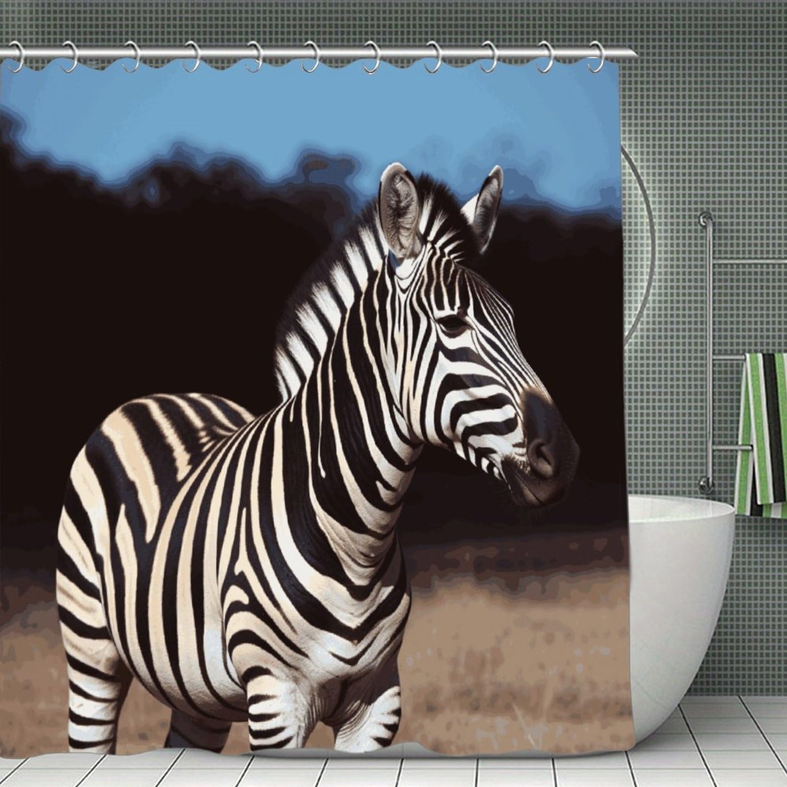 VstaDank Animal Zebra Shower Curtain 71x71 Heavy Duty Polyester Cloth Bath Curtain with Hooks Thick Waterproof Shower Liner Fun Magic Decorative Bathroom Curtains for Bathtub