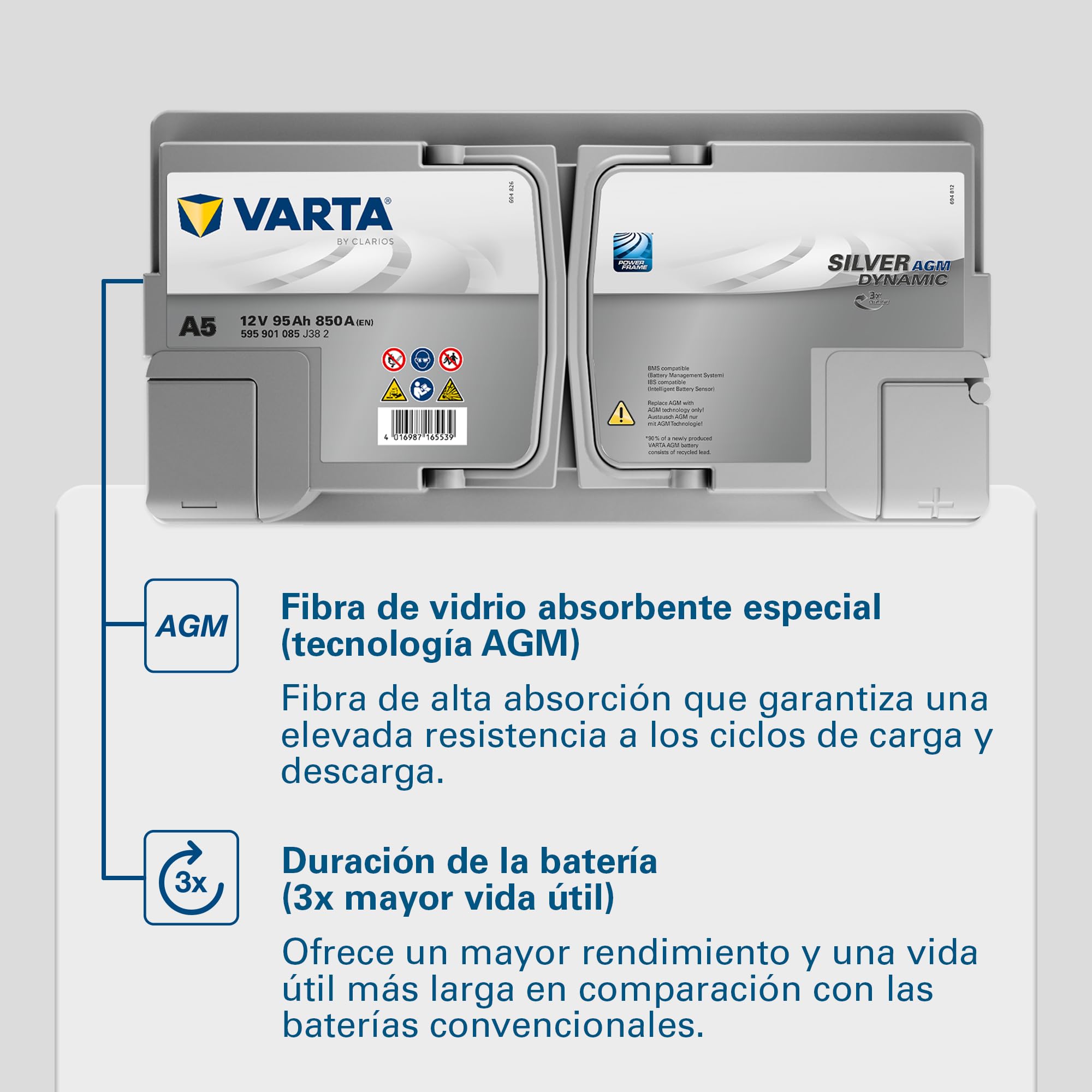 Silver Dynamic AGM xEV 95Ah 850A 353x175x190mm