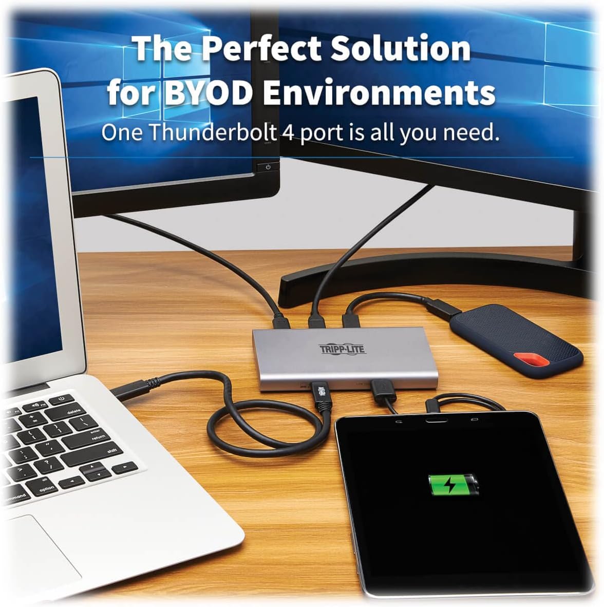 Tripp Lite 4-Port Thunderbolt 3 Dock Hub, One Monitors: 8K Video @ 30Hz - Two Monitors: 4K @ 60Hz, 10 Gbps USB-A, 100W Charging, Windows Chromebook & Mac Compatible, 1-Year Warranty (MTB4-HUB3-01)