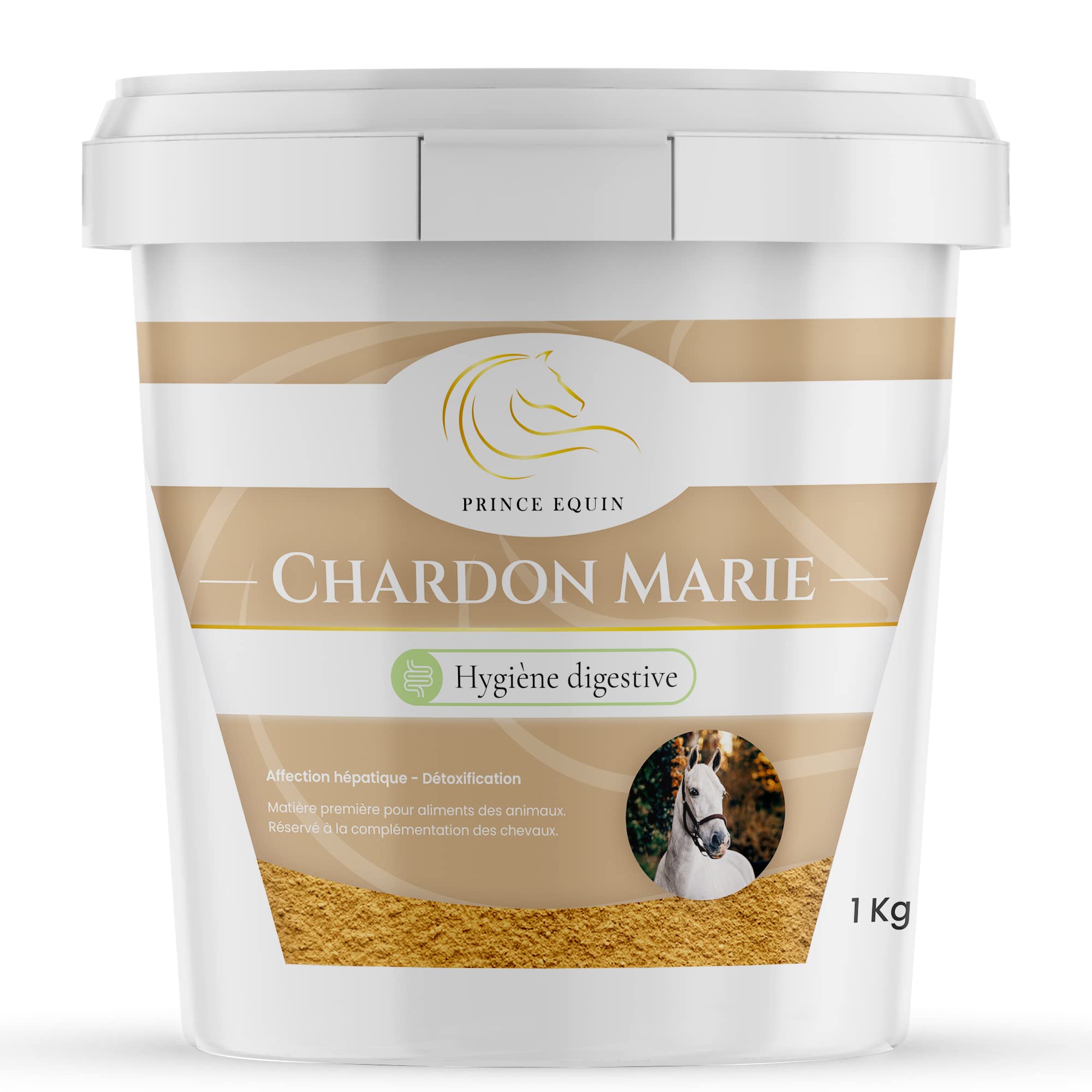 Chardon Marie - Complément nutritionnel Cheval - Seau 1 kg - Détoxification Foie Cheval - Élimination des toxines - Marque Française