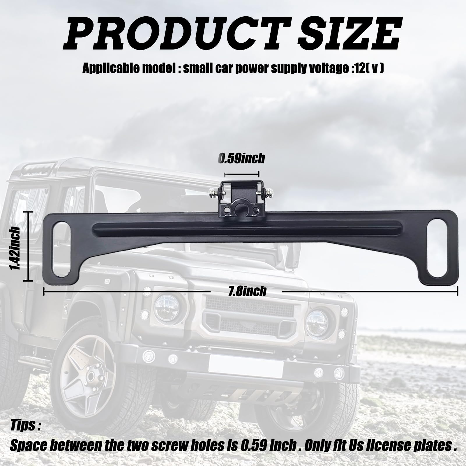 Yumfugu 1 PC Car Rearview Camera License Plate Bracket with Installation Tool, 7.6In x 1.3In Stable Metal Vehicle Reverse Camera Mount Accessories, Universal Rear View Camera Aid Mount (Black)