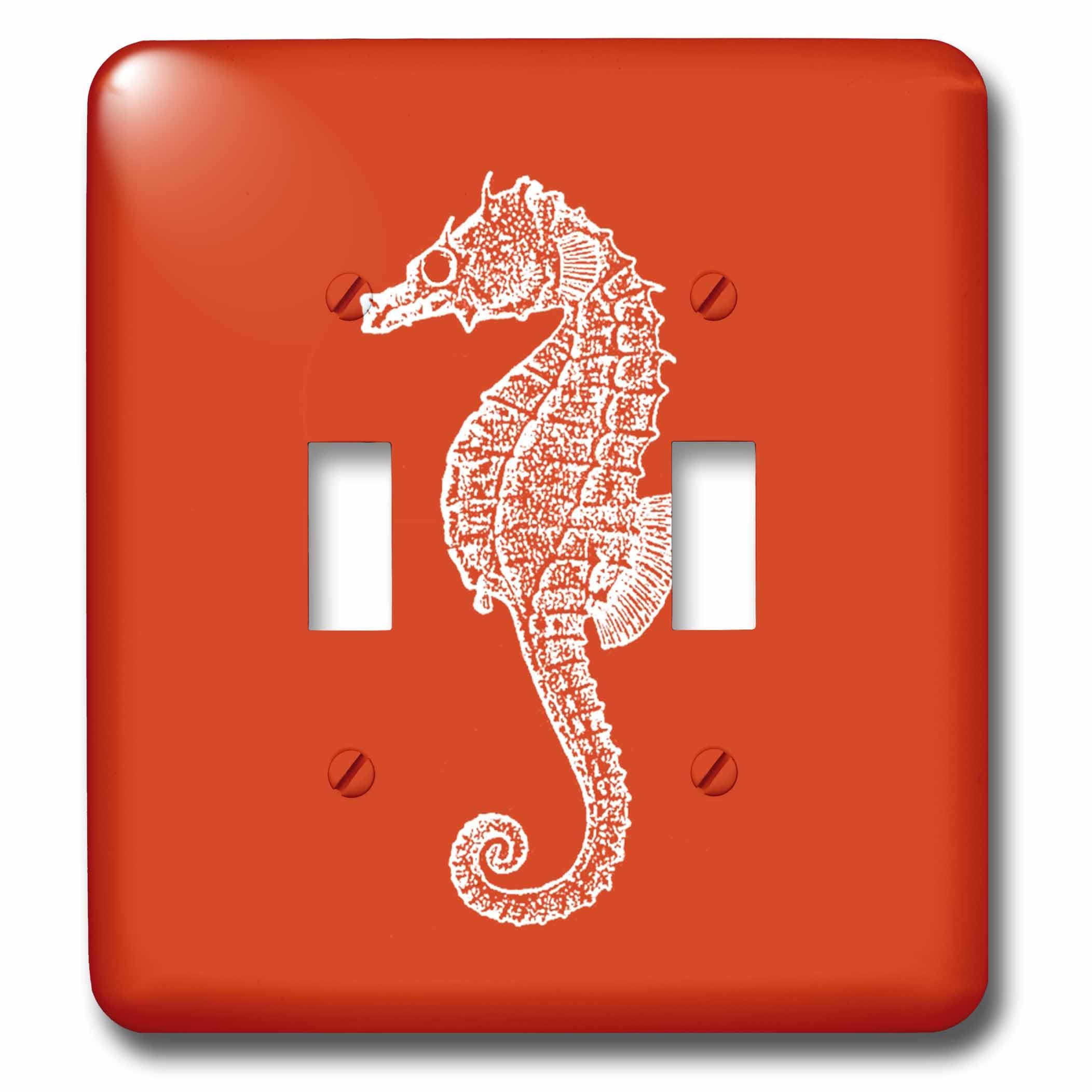 Double interrupteur hippocampe rouge 3dRose pour décoration océan