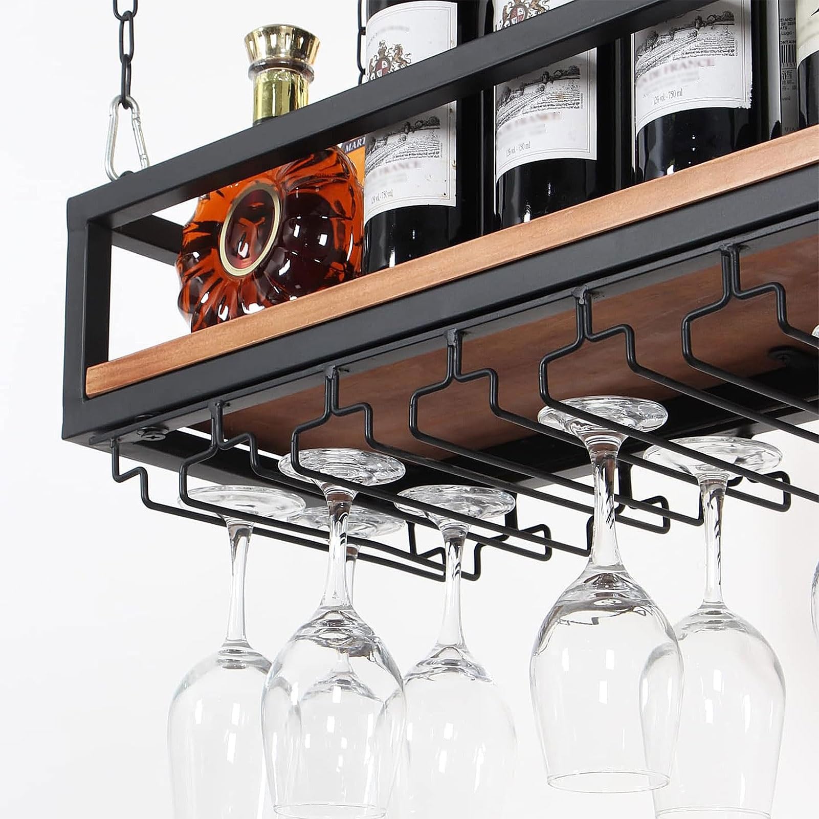 Étagères de rangement réglables noires suspendues anti encombrement