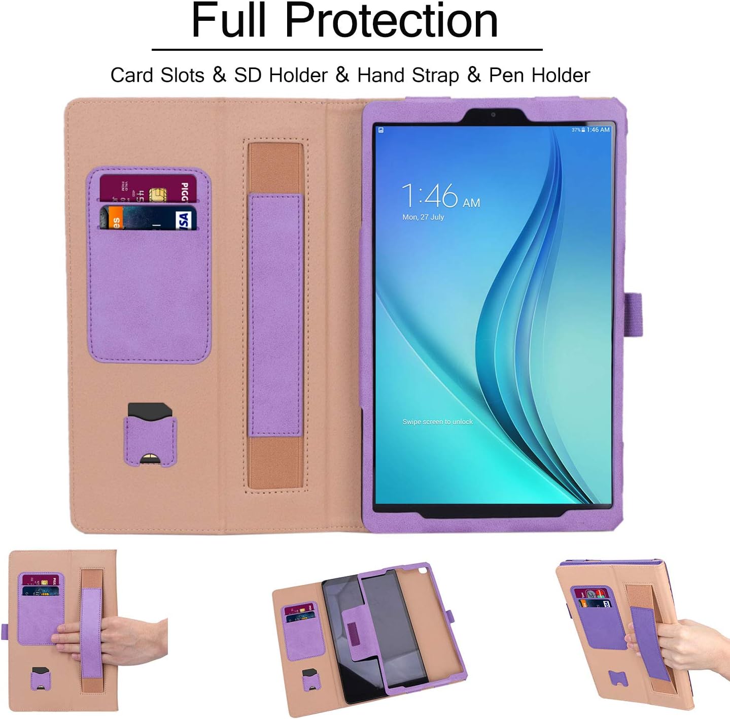 Flаѕh Dеаlѕ - 60% оƒƒ Galaxy Tab A 10.1 Inch 2019 Case, SM-T510/SM-T515, Cookk PU Leather Skinshell [Full Protection] [Hand Strap] [Card Slots] Stand Smart Cover Compatible with Samsung Galaxy Tab A 10.1 2019, Purple