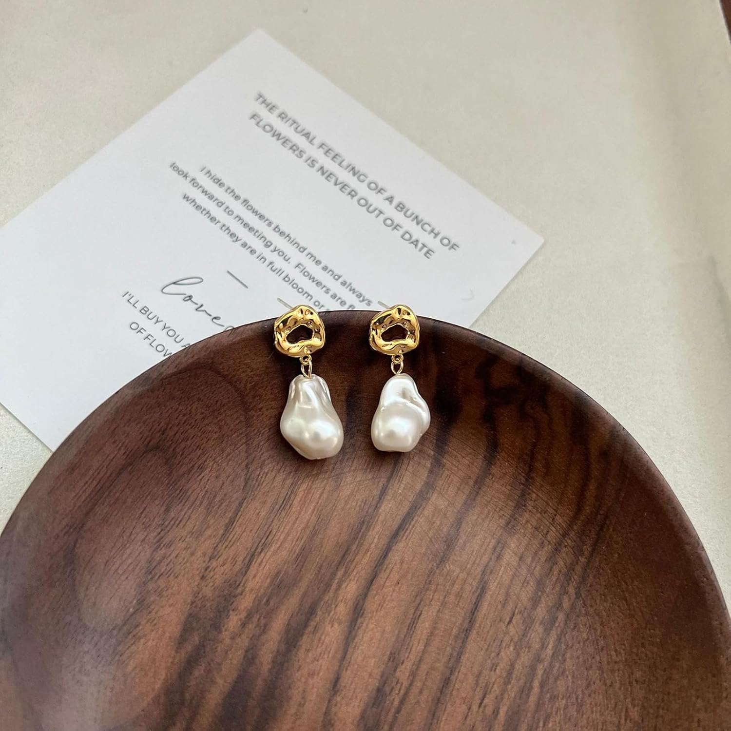 Baroque Pearl Earrings for Women Irregular Pearl Dangle Earrings Gold Plated Pearl Drop Earrings Wedding Bridesmaid Jewelry for Women - Image 7