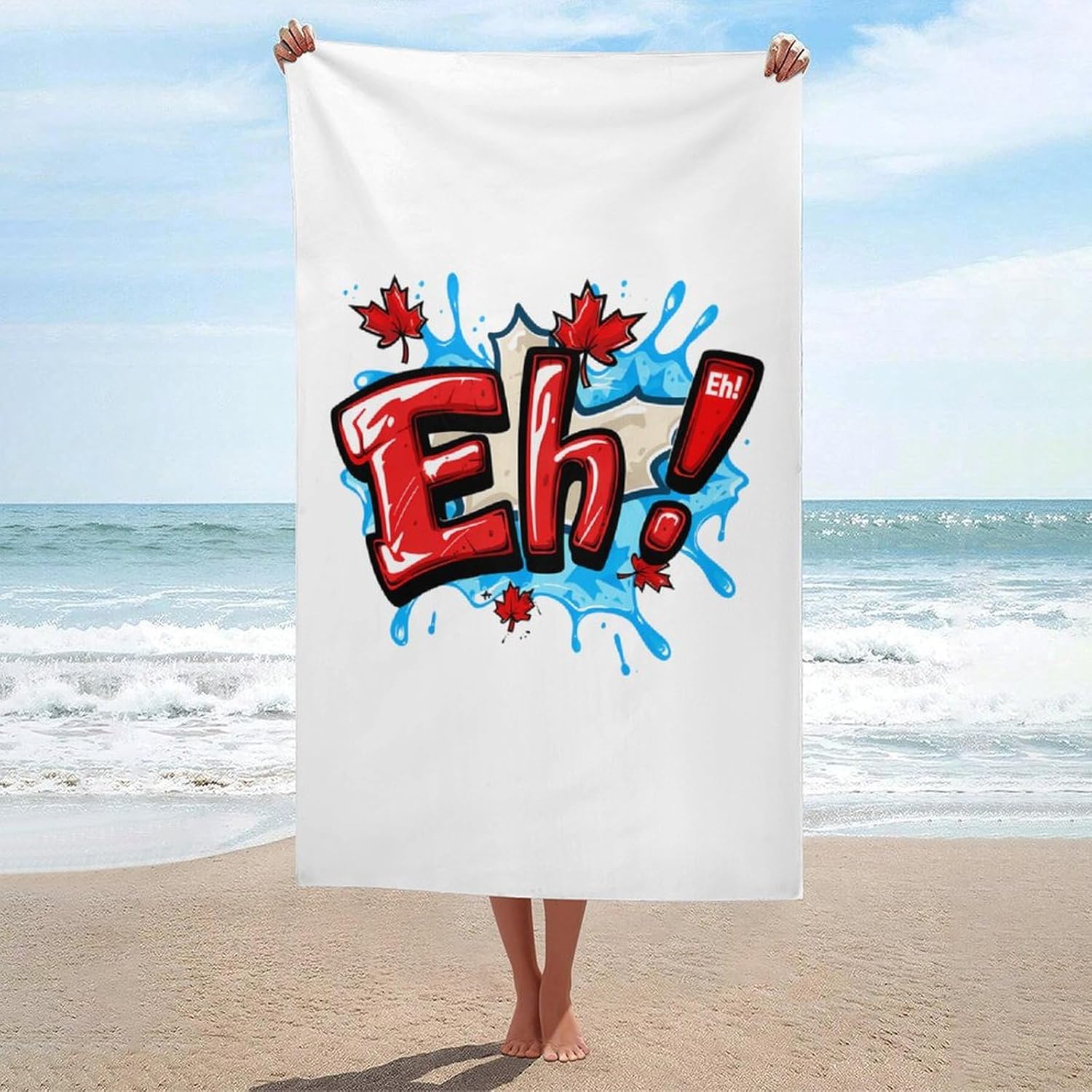 Canada Eh Red Maple Leaf Bath Towel Beach Towels Quick Dry Oversized Bath Blanket Highly Absorbent Towel for Women Men 160x80cm