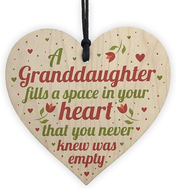 RED OCEAN Granddaughter Plaque Keepsake Wooden Heart Birthday From Grandma Nan Grandad