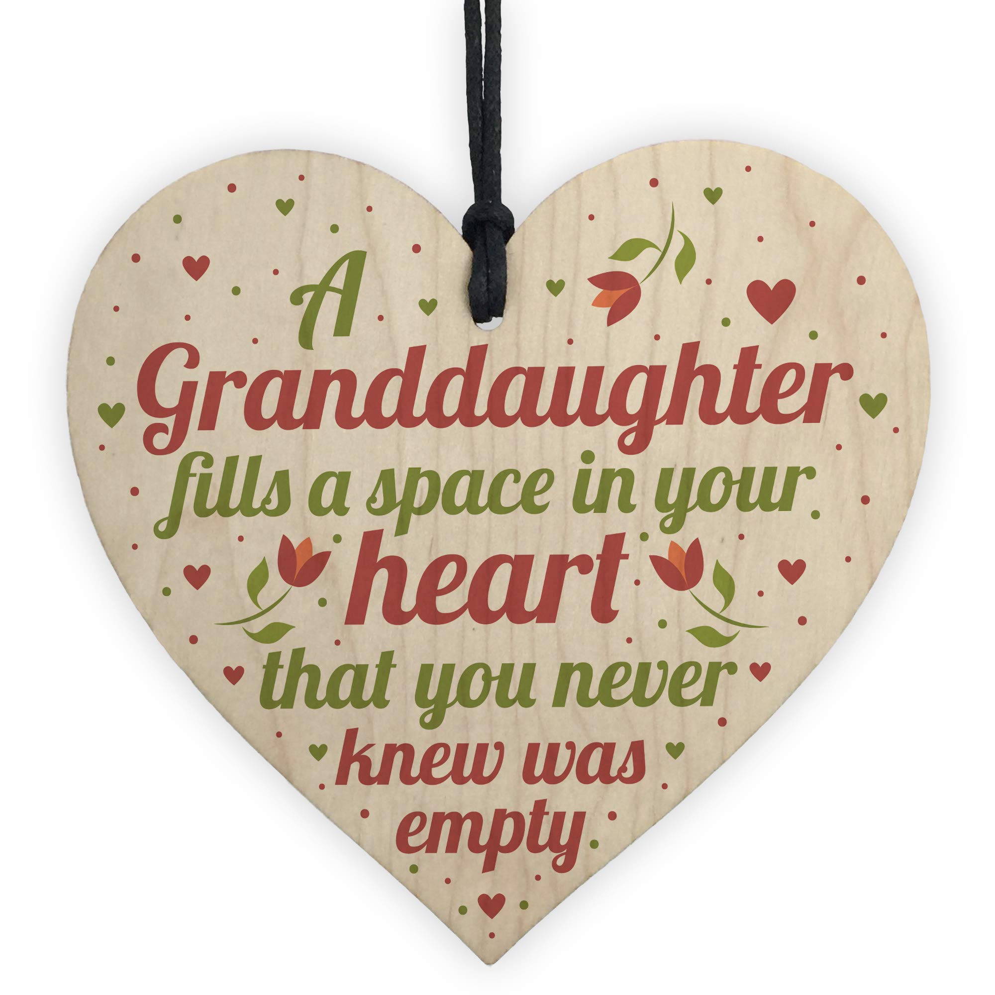 RED OCEAN Granddaughter Plaque Keepsake Wooden Heart Birthday From Grandma Nan Grandad