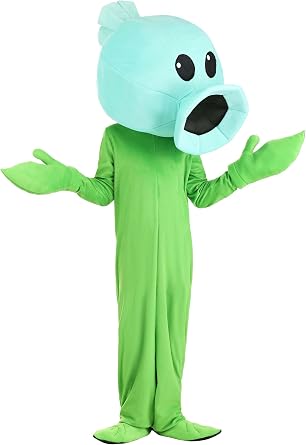 Kids Plants Vs Zombies Snow Pea Costume, Video Game Plant Jumpsuit with Headpiece