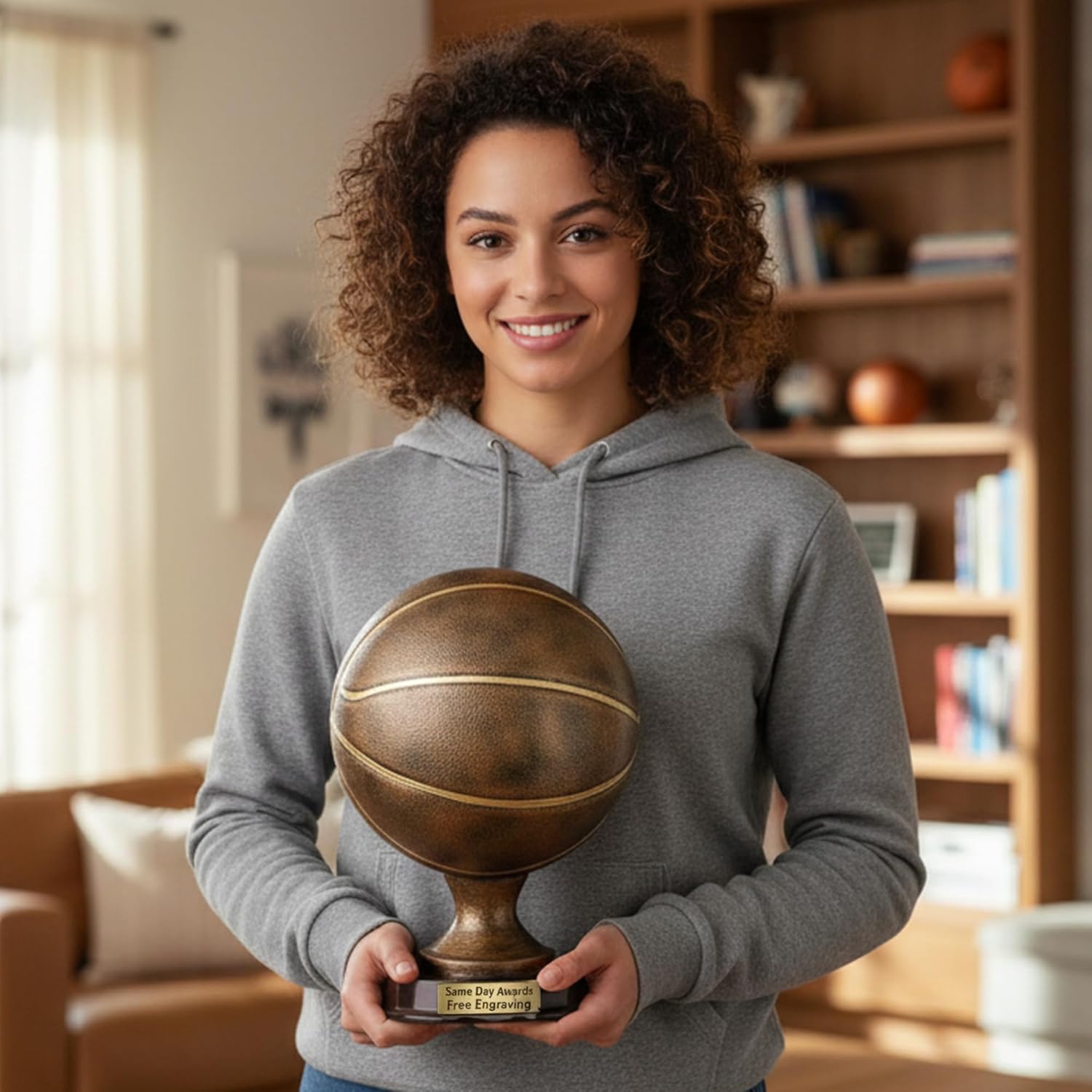 Bronze Basketball Trophy 13 Inch Custom Engraved Award for Basketball Teams Coaches Players MVP Championship Recognition