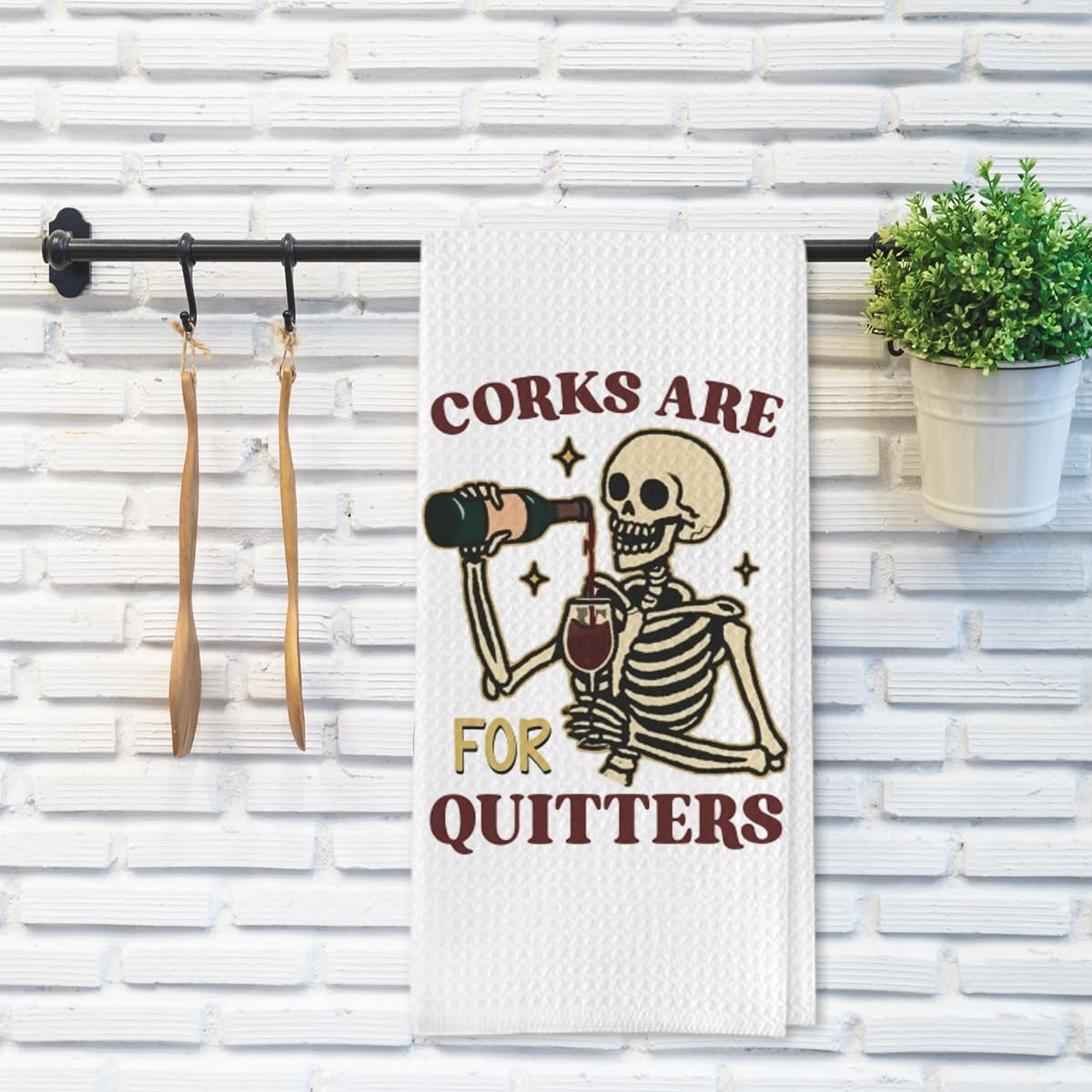 Wine Gifts Kitchen Towels for Wine Lover, Corks are for Quitters Decorative Towels for Bar Kitchen Bathroom - Image 6