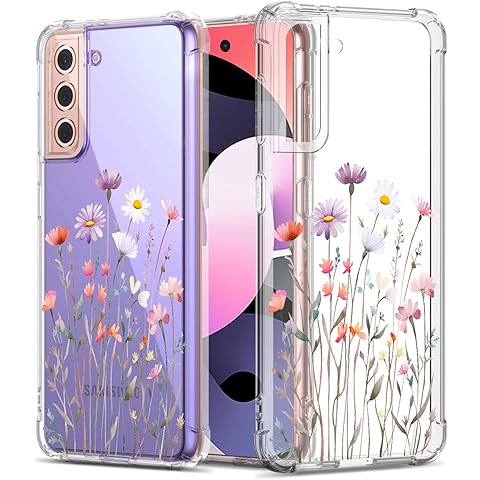 GREATRULY Floral Clear Case for Galaxy S21 Plus for Women/Girls,Pretty Phone Case for Samsung Galaxy S21+,Flower Design Slim Soft Transparent Drop Proof Protective Silicone Bumper Cover Shell,FL-37