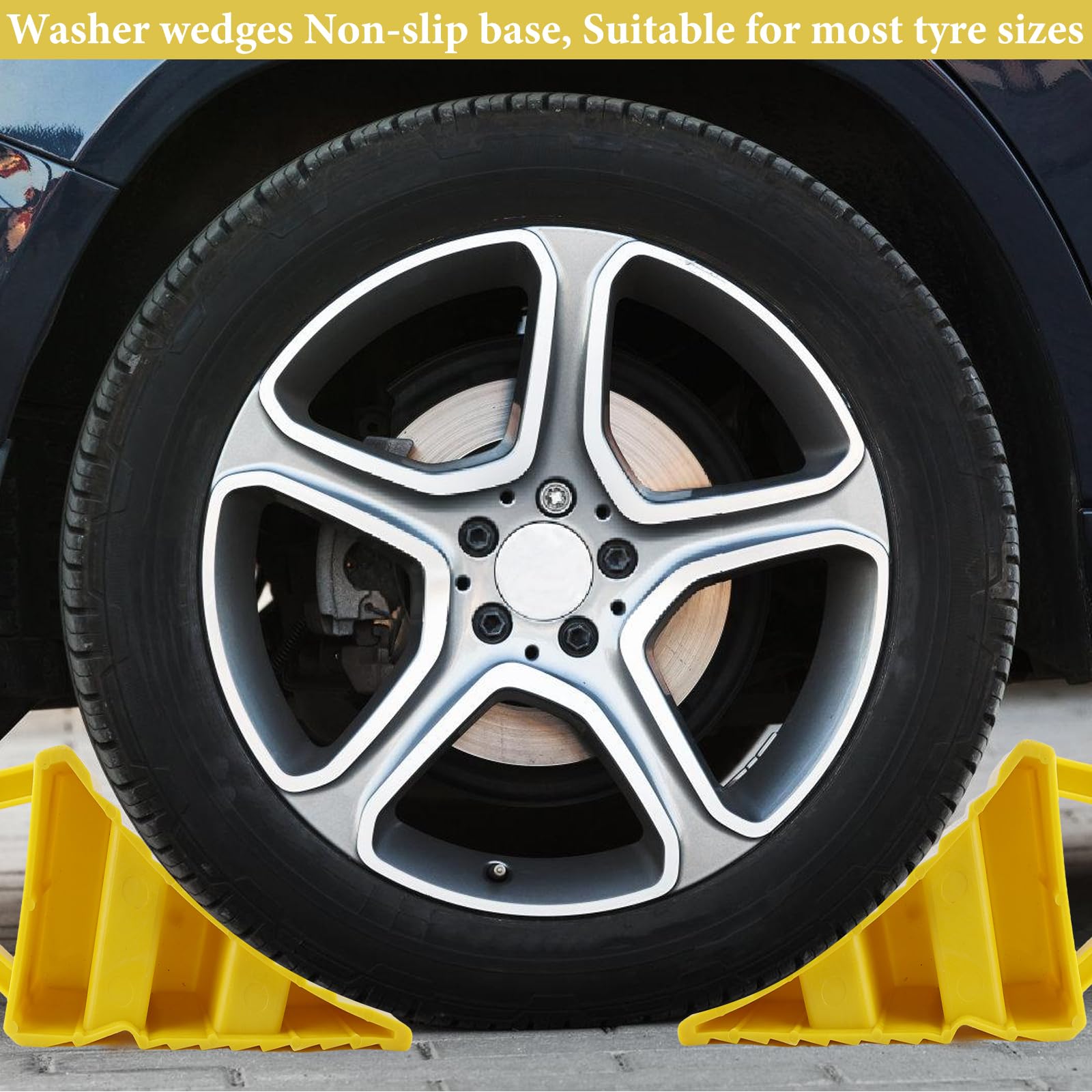 2 Piezas Calzos Coche, Cuña para Ruedas de Coches, Cuña Rueda Coche, Calzo de Goma para Ruedas, Cuñas de Goma para Coche, Calzas de Goma Coche, Cuñas Antideslizantes para Caravana, Autocaravana,Coche