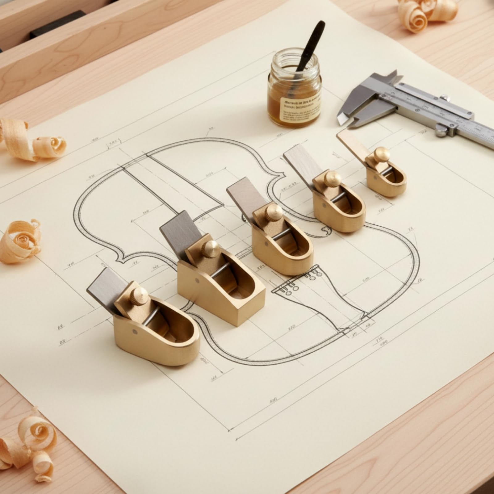 Qianly 5 Pezzi alletto da Liutaio di Precisione alletto con Suola Curva Preciso Mini per Liutai, Artigiani, Liuteria, Lavorazione Del Legno