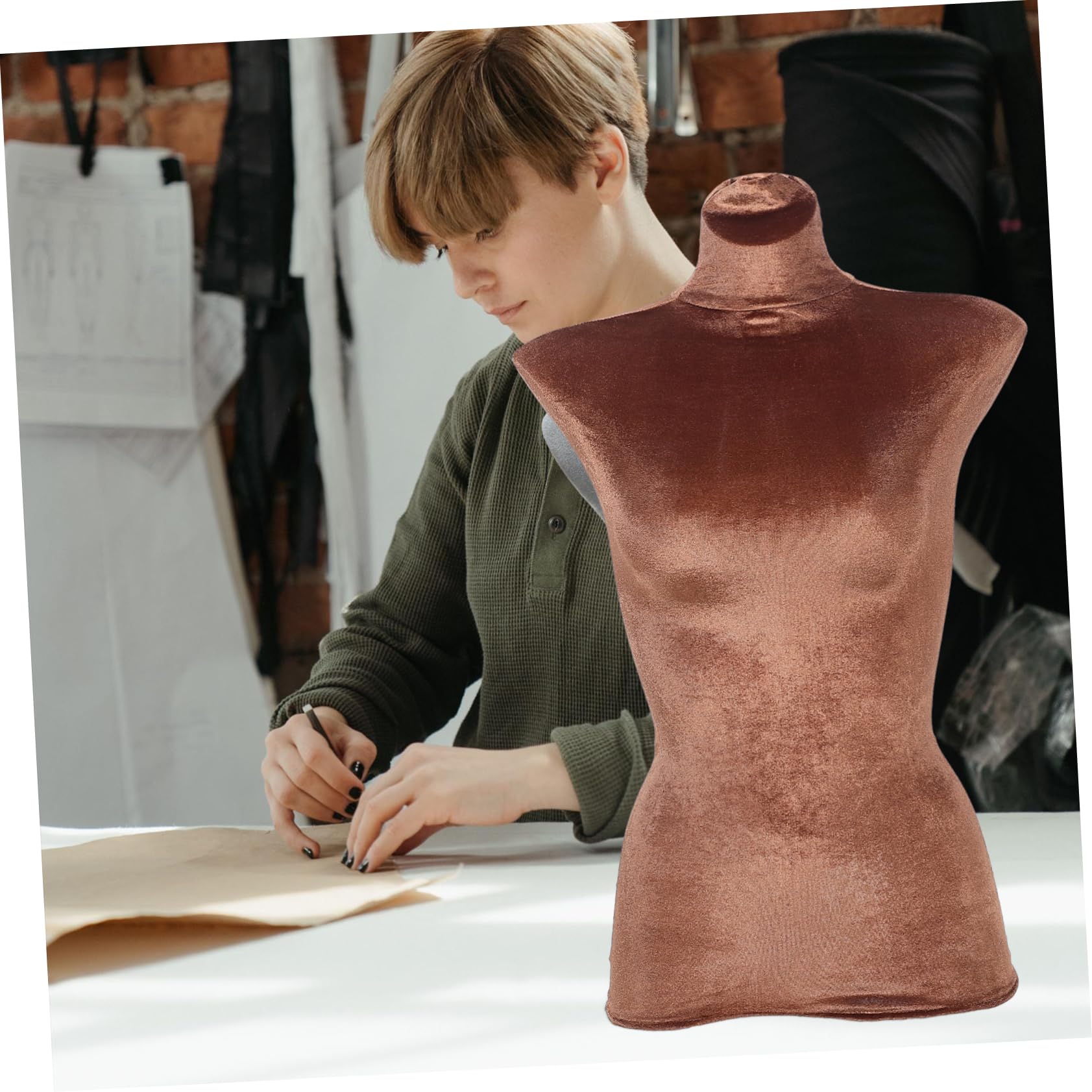 Holibanna Mannequin Bezug aus Kaffee Veloursstoff für Schneiderpuppe mit Austauschbarem Stoffbezug und Wiederverwendbarem Design für Schaufenster und Modepräsentationen