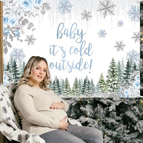 Miniatura 5 de MEHOFOND Telón de fondo de invierno con diseño de copo de nieve para baby shower de bebé de 7 x 5 pies para niño, color azul del país de las