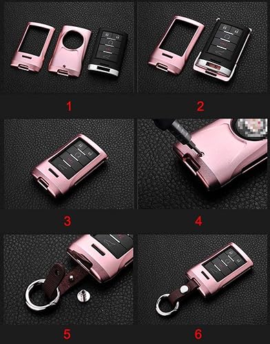 Miniatura 3 de Royalfox (TM Luxury 3 4 5 6 Botones - Funda para llavero de Cadillac SRX 2010-2015, DTS 2006-2011, STS 2005-2011, XTS 2013, CTS 2008-2014, Escalade