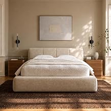 Brafab Cloud Queen Bed Frame with 6 Headboard, All-Foam Cushioned