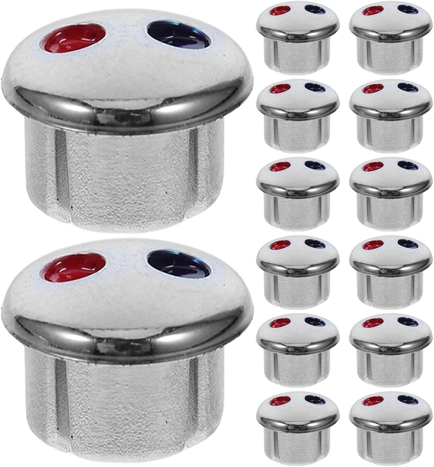 30Pcs Hot & Cold Faucet Buttons - Faucet Temperature Indicator Caps 6.7mm - Red Blue Tap Handle Buttons - Replacement Tap Handle Caps for Bathroom