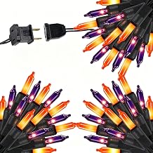 LJLNION 3 Sets Halloween Lights, 29ft 150 Count Black Wire Fairy Mini Lights, 120V UL Certified Incandescent Light String, Connectable for Garden Patio Holiday Party Outdoor Decor, Orange & Purple