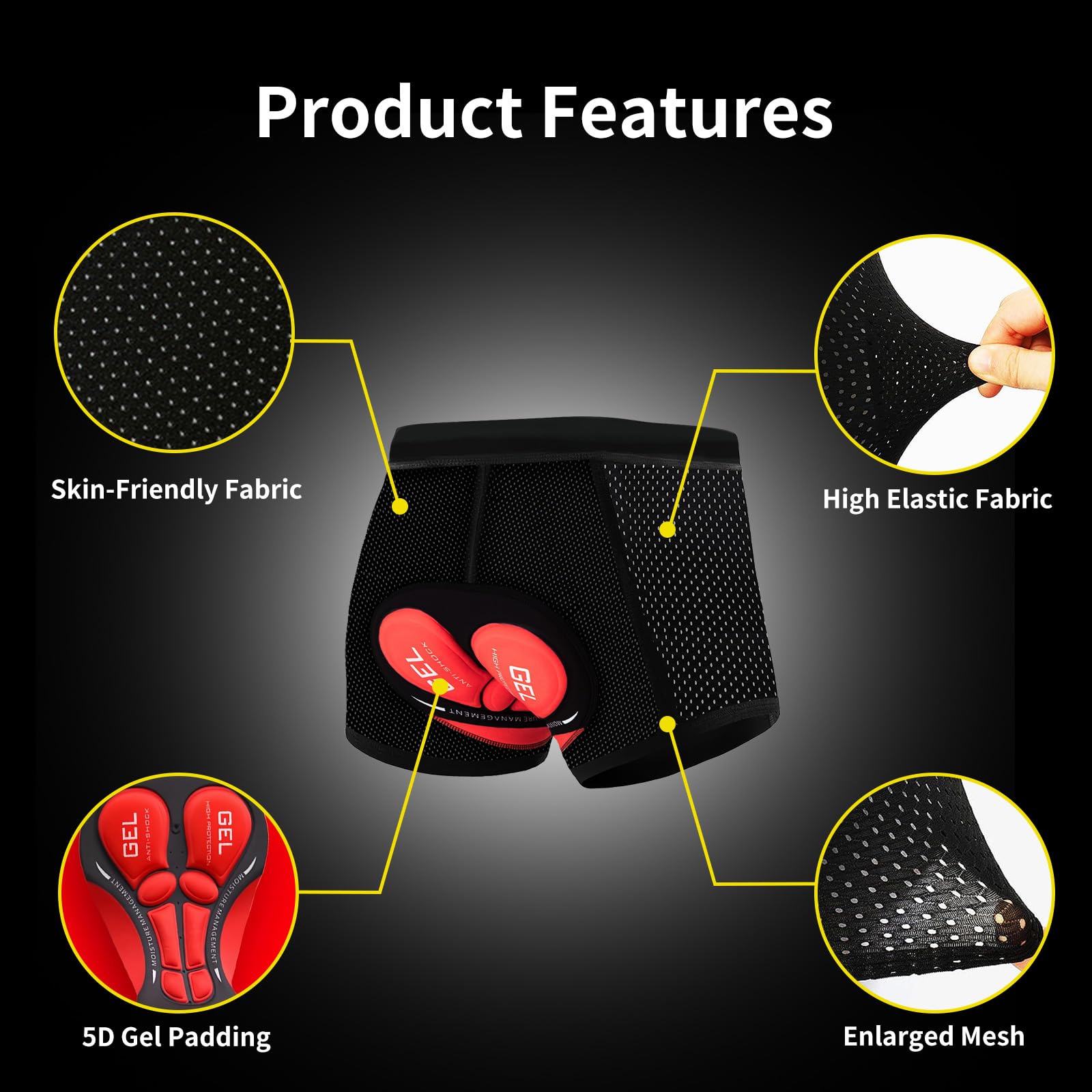 Culotte Ciclismo Hombre, 5D Acolchados Culote Ciclista Hombre Resistente a los Golpes Secado rápido Transpirable Pantalon Ciclista Acolchados Calzoncillos Ciclismo para MTB Ropa Ciclismo