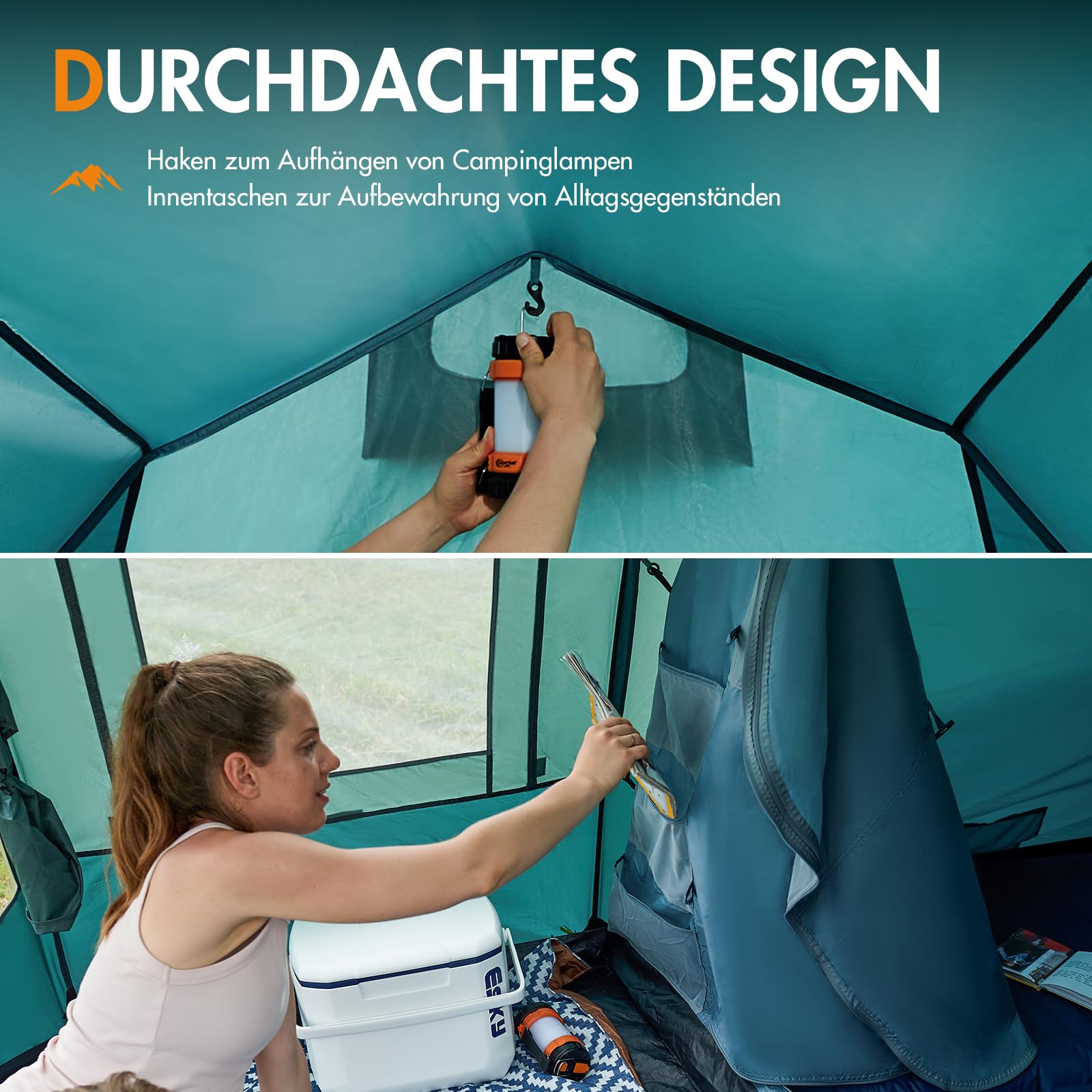 PORTAL Zelt 3 Perosonen Camping Zelt Wasserdicht 3000mm mit Vorzelt Fenster 3 Mann Tunnelzelt Familienzelt Festivalzelt für Camping Reise Trekking Garten