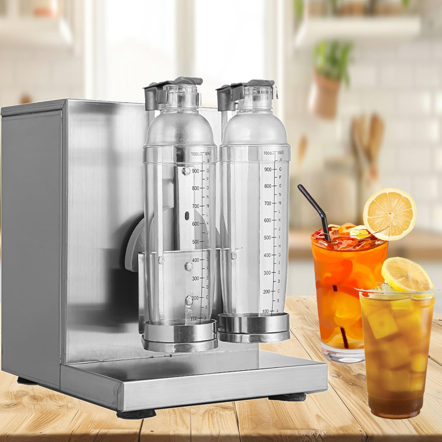 DHMYYXGS Electric Double Frame Milk Tea Shaker,Automatic Milk Tea Shaking Machine,Commercial 400rpm,Electric Cocktail & Boba Tea Mixer Coffee,For Bubble Tea,Boba Tea,Juice,Coffee,Milk,Wine