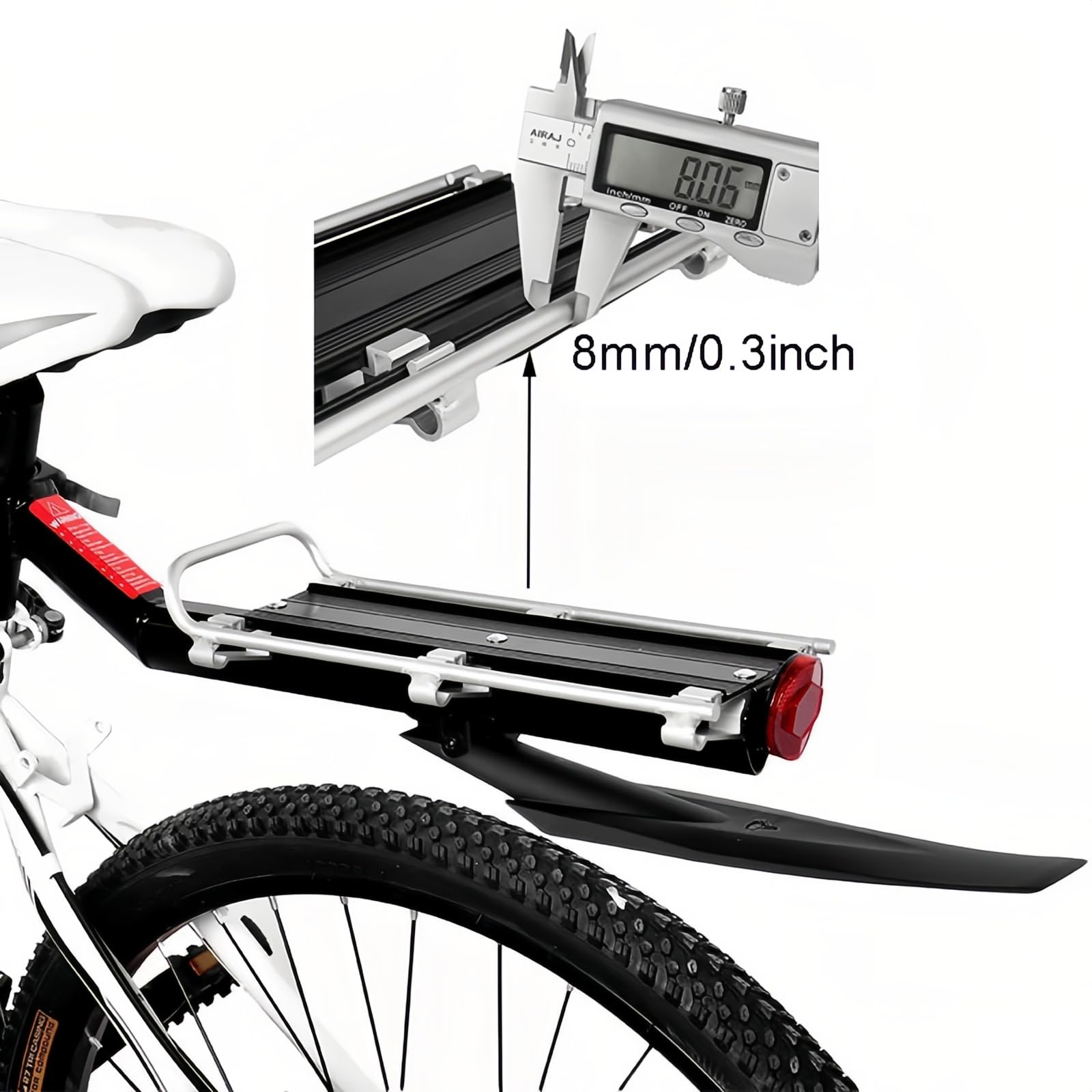 Chesoon Portabultos de Bicicleta Aleación de Aluminio Portabultos de Bicicleta con Guardabarros, Reflector y Correa Elástica Capacidad 20lbs/9kgs