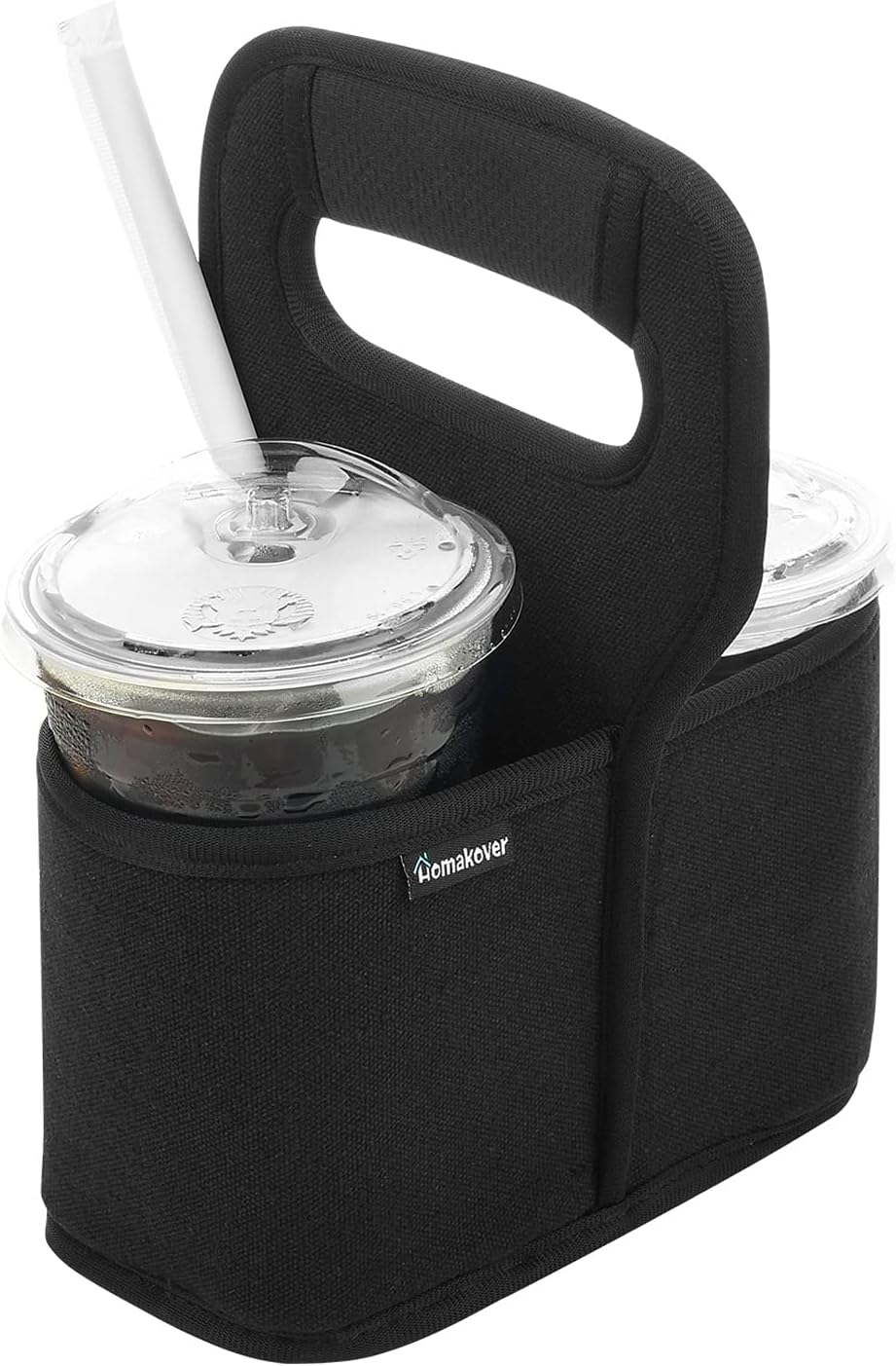 Cup Drink Carrier with Handle, Reusable Coffee Cup Holder for Hot or Cold Drinks, On-The-go Water Bottle Cup Caddy with Adjustable Dividers for Food Delivery Service