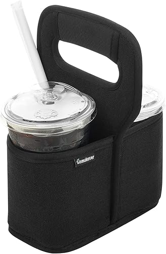 Portavasos con asa, soporte reutilizable para tazas de café para bebidas calientes o frías, contenedor para botellas de agua con divisores
