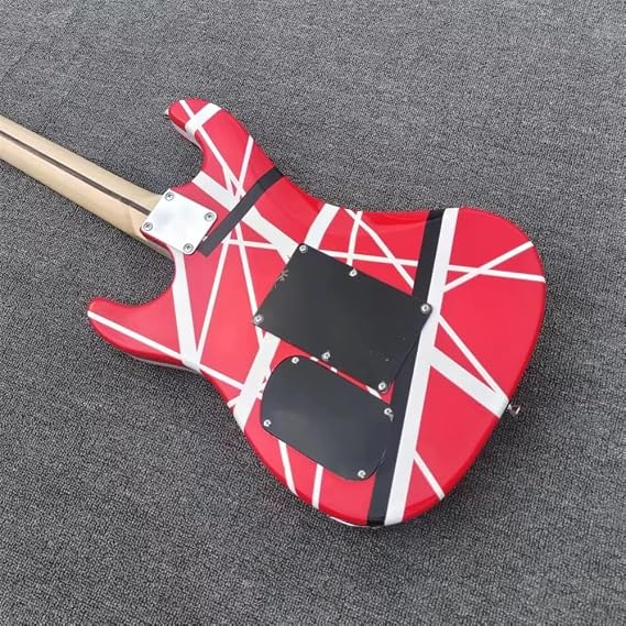 Custom 5150 Electric Guitar Classic Red And White Stripes, Alder Body, Maple Fingerboard