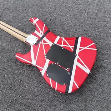 Custom 5150 Electric Guitar Classic Red And White Stripes, Alder Body, Maple Fingerboard