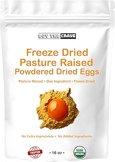 Freeze Dried Powdered Dried Eggs, Grade A Eggs, Grass Fed Pasture Raised, 35 Servings, MRE Food Supply, Camping Essentials, Emergency Food Supply, 16 OZ