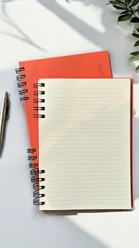 Fark Tanıtım Spiralli 80 Yaprak Çizgili A5 Defter, Not Defteri, Okul Defteri, 4 Farklı Renk Seçeneği (04 Orange Coral)