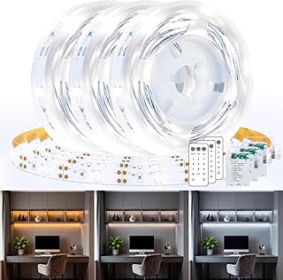 3 Pack 6.6FT LED Strip Lights Battery Powered, Warm White and Cold White LED Light Strip Battery Powered, Flexible and Cuttable Cabinet Light, LED Strip Light w