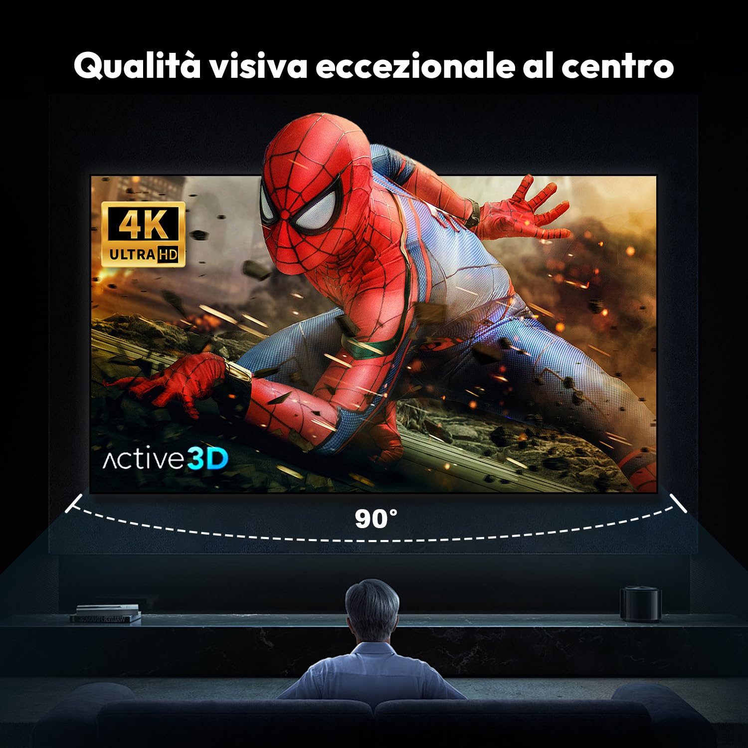 Schermo Fresnel per Proiettore 100 Pollici ALR CLR, Ultra Corta Distanza, Cornice Fissa da Parete, Guadagno 1,2, 4K/8K UHD, Active 3D, 95% Reiezione della Luce Ambientale, Home Cinema