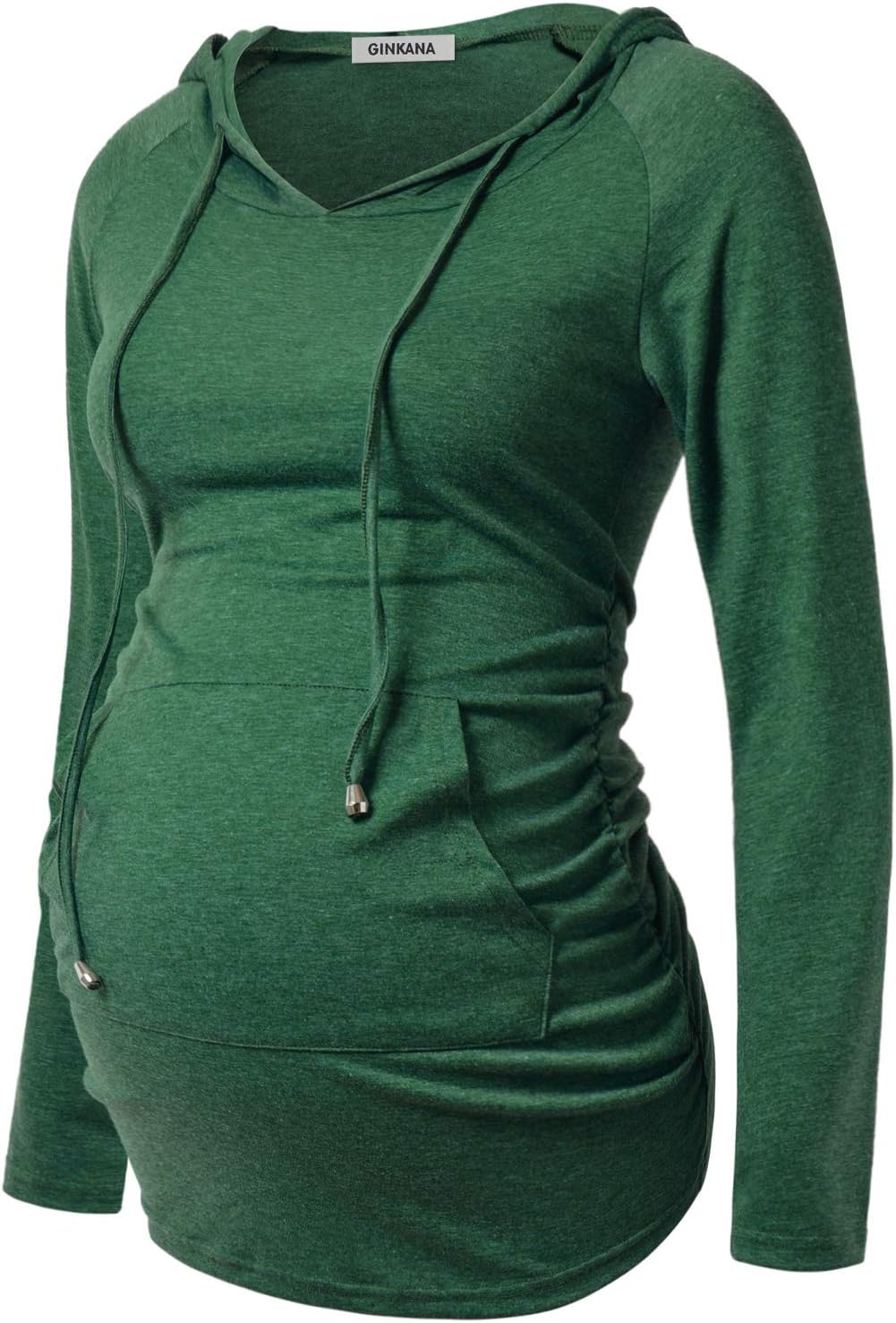 GINKANA Maternity Hoodie Long Sleeves Shirts Casual Maternity Top Pregnancy Sweatshirt Casual Clothes
