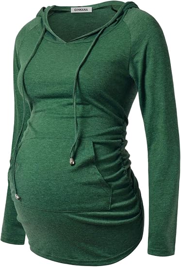 GINKANA Maternity Hoodie Long Sleeves Shirts Casual Maternity Top Pregnancy Sweatshirt Casual Clothes 