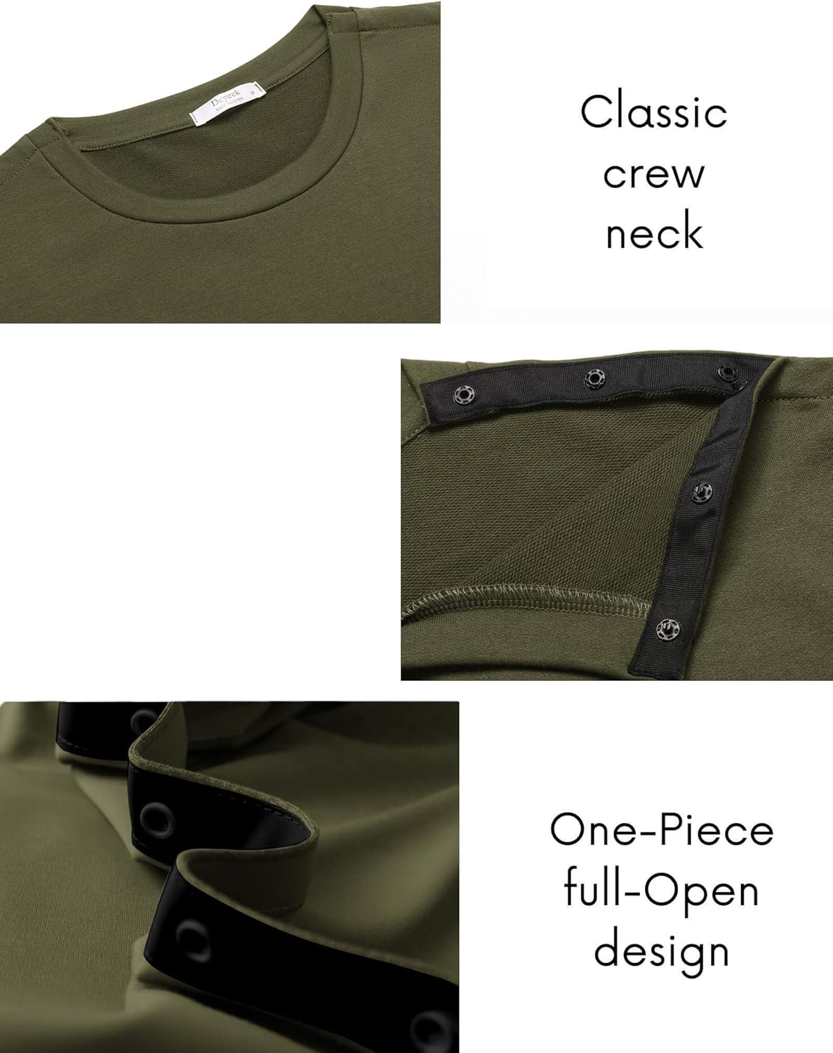 Deyeek Post Shoulder Surgery Recovery Shirts for Men Chemo Port Access Top Snap Full Tear Away Long Sleeve - Image 3