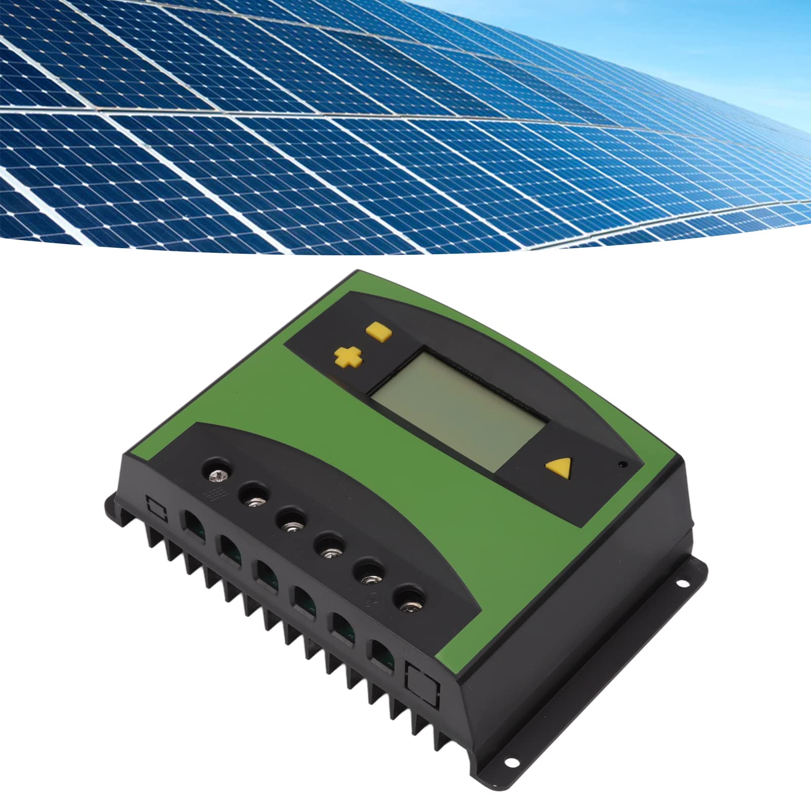 Cocoarm Contrôleur de Charge Solaire, Régulateur de Batterie de Panneau Solaire Intelligent ABS 12 V 24 V 60 A avec écran LCD, Protection de Sortie USB de Charge PWM pour Camping-car, Utilisation