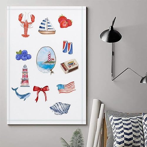 Miniatura 6 de Póster estético retro junto al mar, divertido de los años 90, varios elementos del océano, póster de restaurante junto al mar, pinturas artísticas