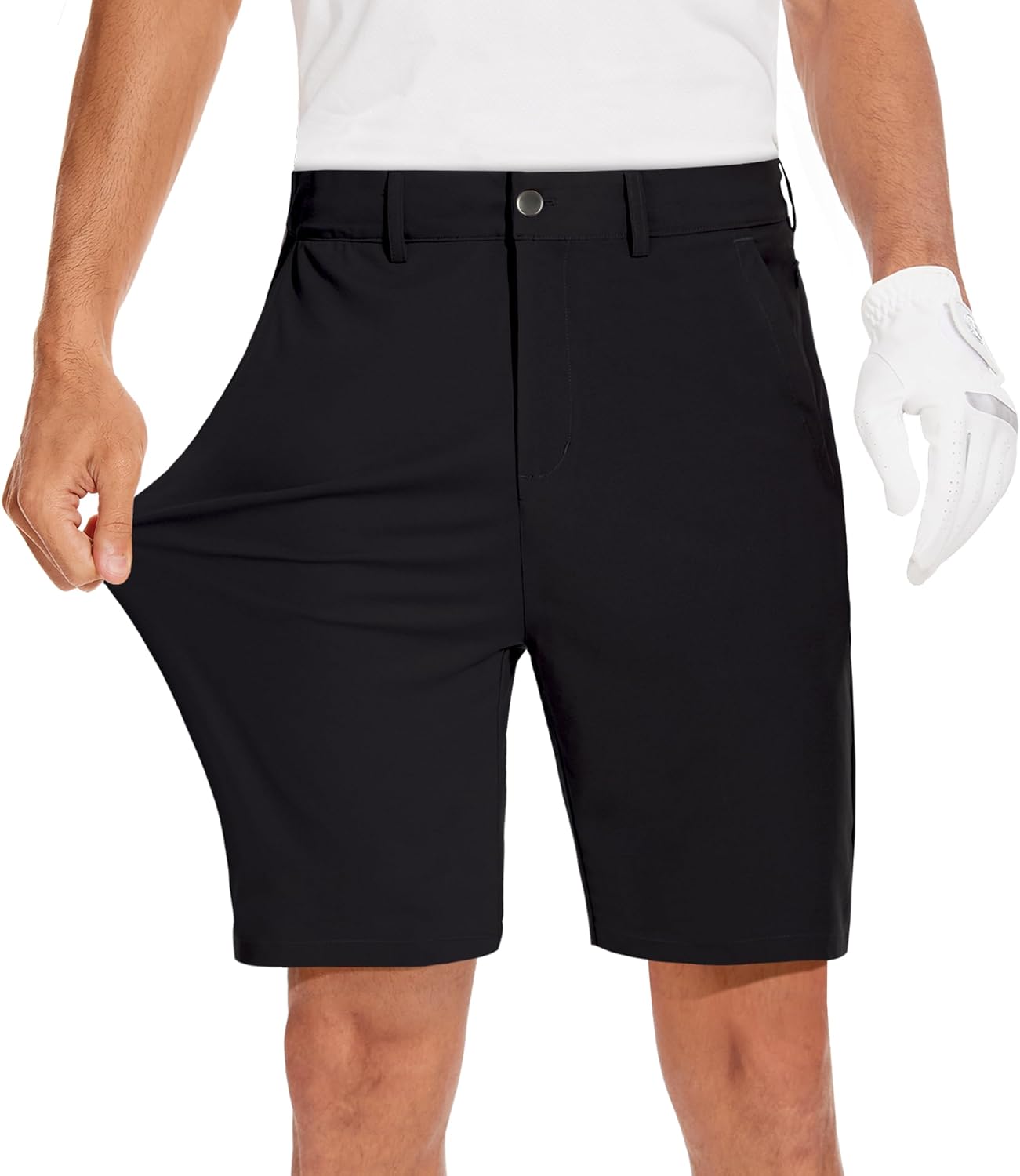 JWM Mens 7" Stretch Golf Shorts - Lightweight Hybrid Casual Dress Work Flat Front Shorts with 5 Pockets Quick Dry UPF50