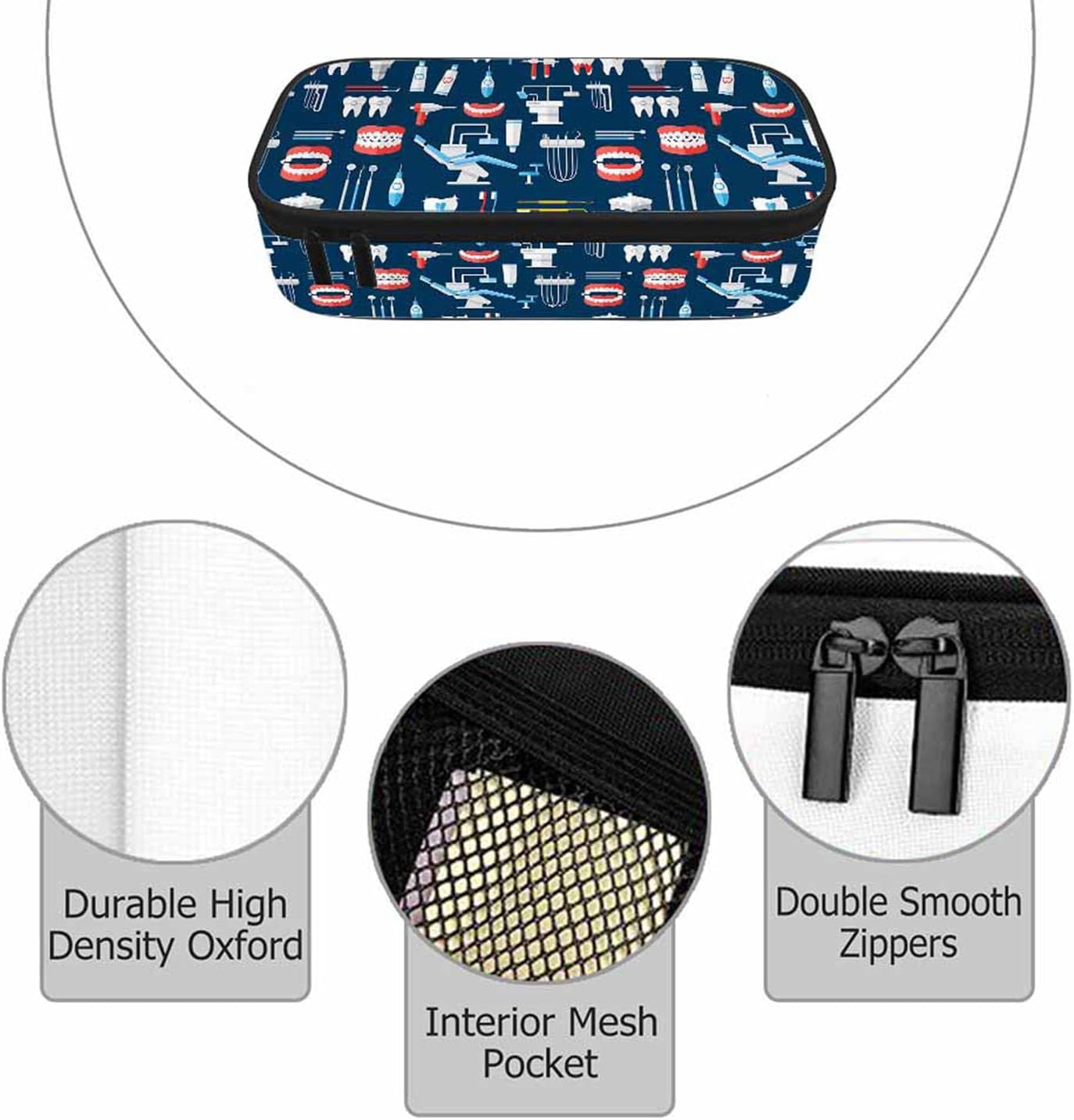Dental Tools Pencil Case Teeth Equipment Mouth Funny Pencil Bag Pen Markers Pouch Holder Organizer for Office School Students Boy Girl Women Men