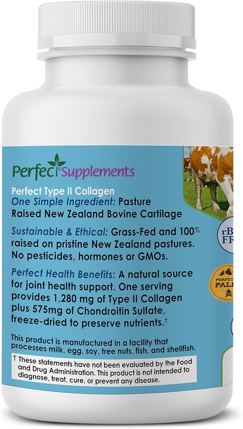 Perfect Supplements – Perfect Type II Collagen – 150 Capsules – All Natural Type II Collagen – Pasture Raised – Joint Health Support