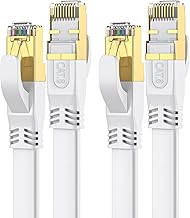 Cat 8 Ethernet Cable 6 FT 2Pack, Outdoor&Indoor High Speed Heavy Duty Network LAN Internet Cable,Gold Plated RJ45 40Gbps 2000Mhz Patch Cord, for Modem/Router/Gaming,Faster Than Cat7/Cat6/Cat5-White